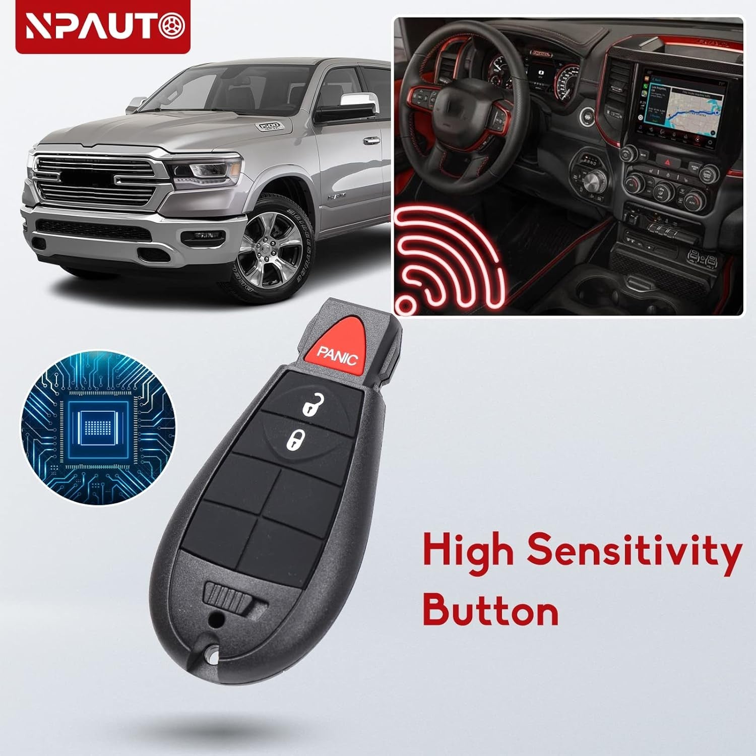 new NPAUTO 2Pcs Key Fob Fobik Remote Replacement for 2008-2020 Dodge Grand black NPAUTO - KOEEK