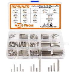 new ISPINNER 220pcs Roll Pin Set, Stainless Steel Slotted Spring Silver ISPINNER - KOEEK