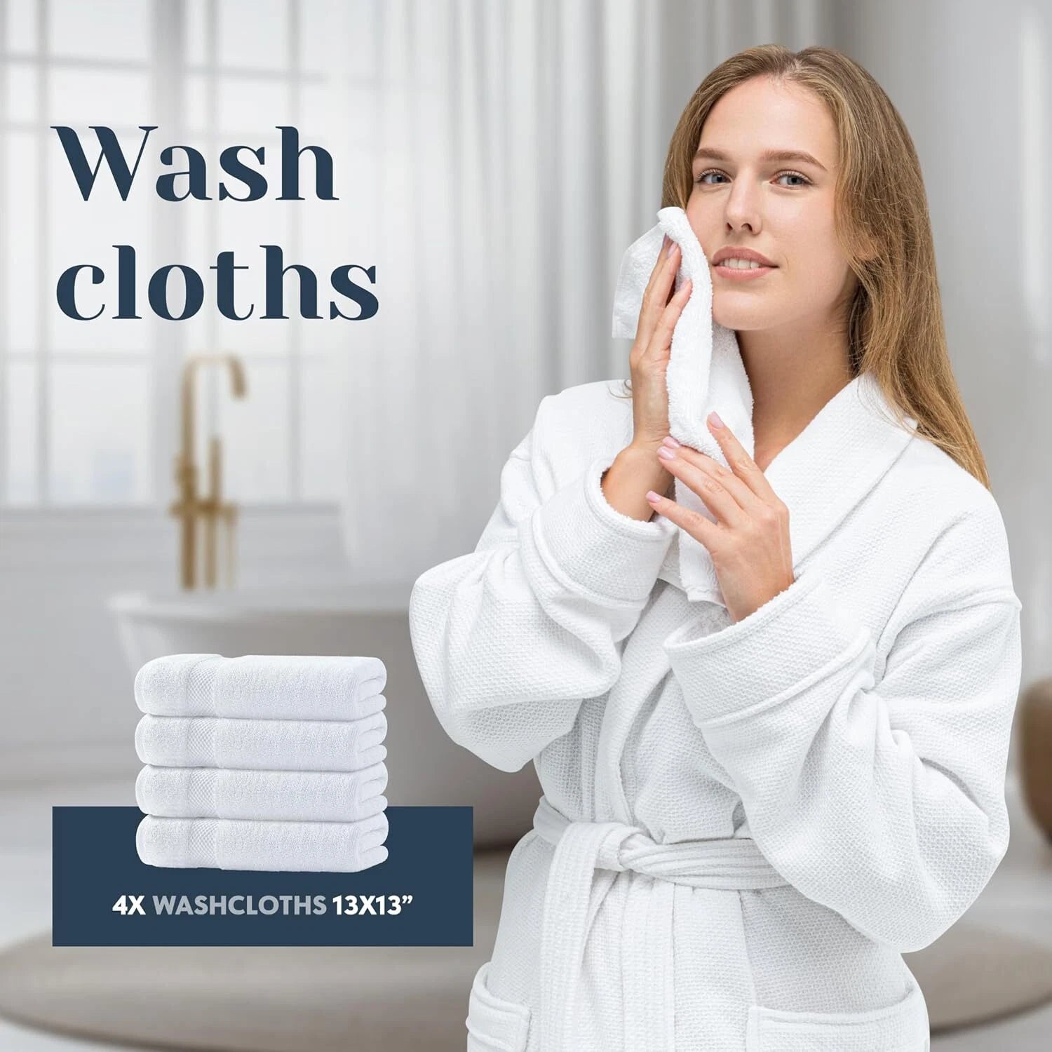 Luxury White Bath Towel Set of 8 Pieces -  Turkish Cotton Highly Absorbent 07FC0E-D4 - KOEEK