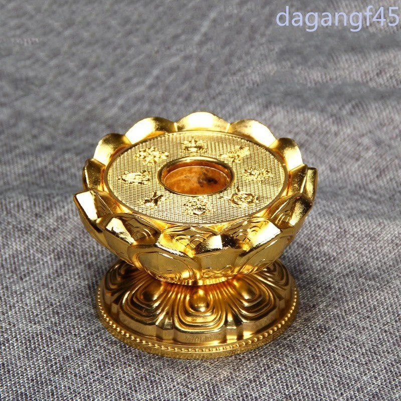 8.5cm Alloy Zhuanjin Wheel Base Eight Auspicious Signs Lotus Buddha Statue Base 07FC0E-D4 - KOEEK