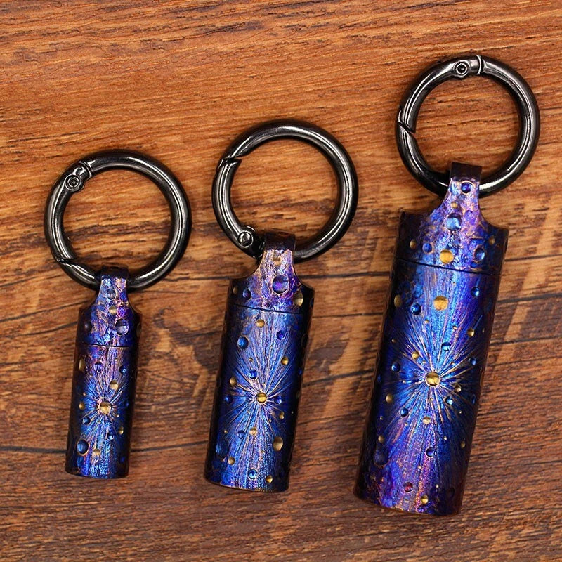 Titanium Waterproof Charm Pendant Pill Storage Container Outdoor Travel Tool 07FC0E-D4 - KOEEK