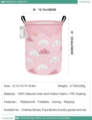 Storage Basket, Nursery Hamper Canvas Laundry Basket Foldable with Waterproof PE 07FC0E-D4 - KOEEK