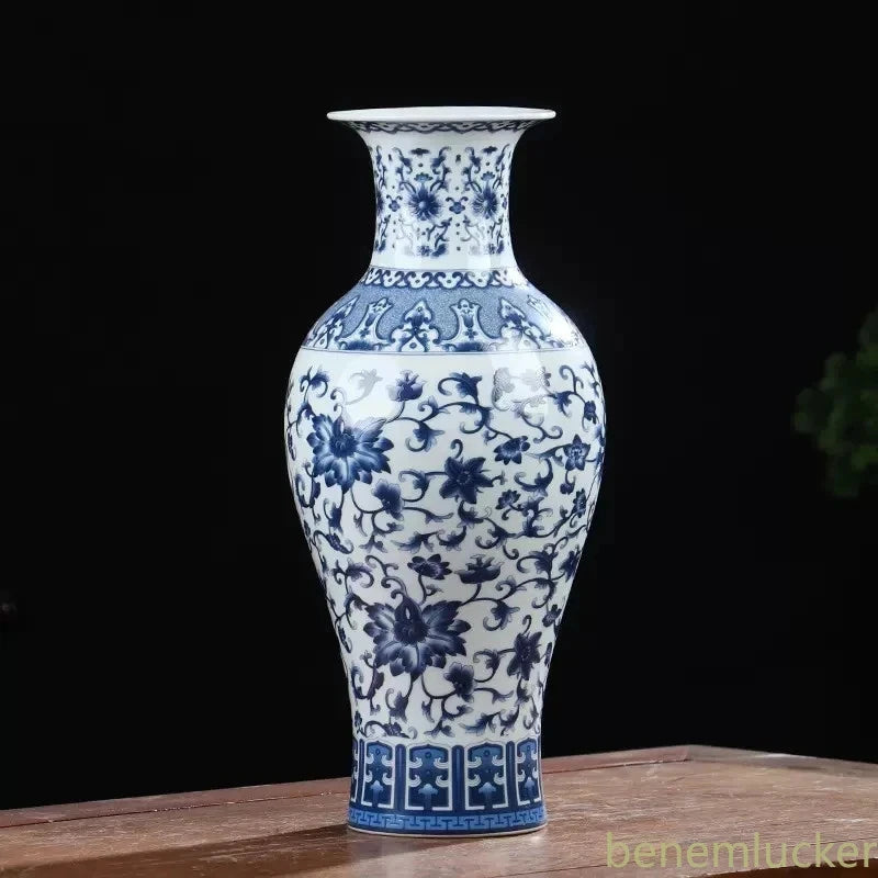 14.17" Chinese Retro Jingdezhen Blue and White Porcelain Vase Home Decoration 07FC0E-D4 - KOEEK