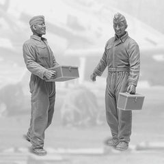 1/32 Resin Model Kit Luftwaffe Mechanics Set 2 Figures Unassembled Unpainted 07FC0E-D4 - KOEEK