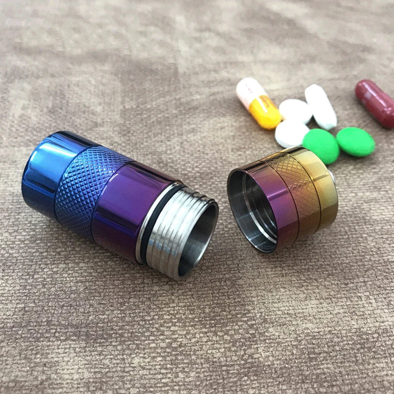 Titanium Portable Waterproof Storage Pill Case Box Capsule Seal Container Tank 07FC0E-D4 - KOEEK