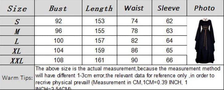 Women Girls Vintage Medieval Long Dress Renaissance Gothic Gown Cosplay Costume 07FC0E-D4 - KOEEK