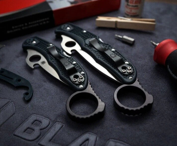 Back Aluminum Alloy Spacer Signet Ring For Spyderco Endura C10 C12 Folding Knife 07FC0E-D4 - KOEEK