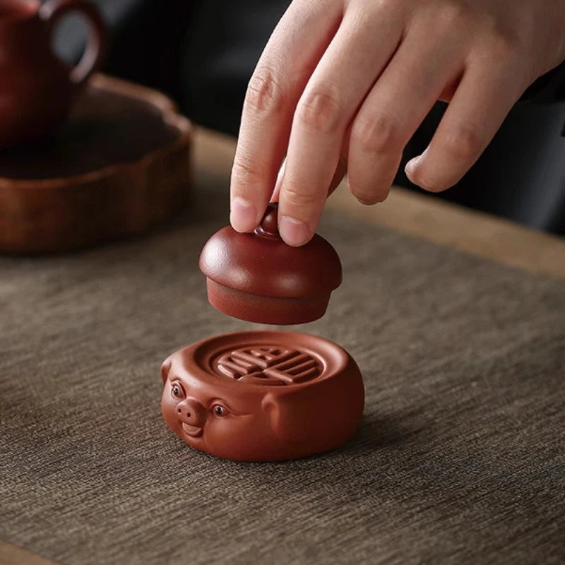7.4cm Exquisitely Purple Sand Tea Ceremony Attracting Wealth Luck Decoration 07FC0E-D4 - KOEEK