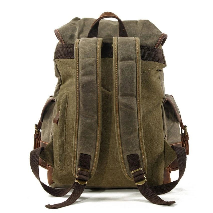 Vintage Canvas Backpack Outdoor Shoulder Rucksack Daypack Casual Leather Bags 07FC0E-D4 - KOEEK
