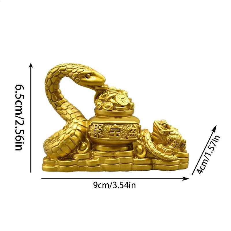 9cm Chinese Treasure Basin Snake Statue Resin Tea Pet Attract Wealth Decoration 07FC0E-D4 - KOEEK