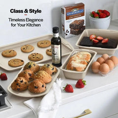 Baking Pan Set - 6 Piece - Stackable, Deluxe, Non-Stick Baking 07FC0E-D4 - KOEEK