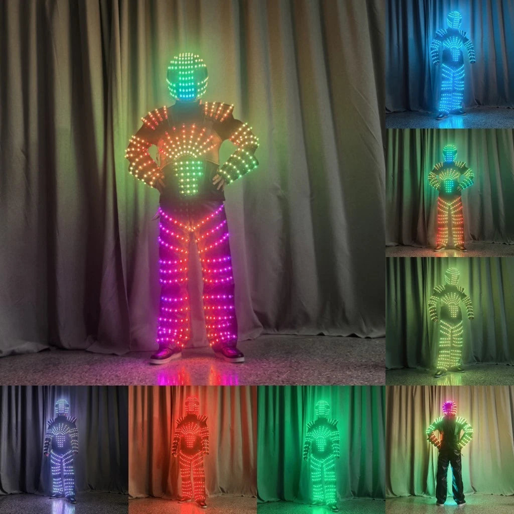 LED Robot 7 Colors Changing Luminous Armor Clothing Helmet Bar DJ Shows Costume 07FC0E-D4 - KOEEK