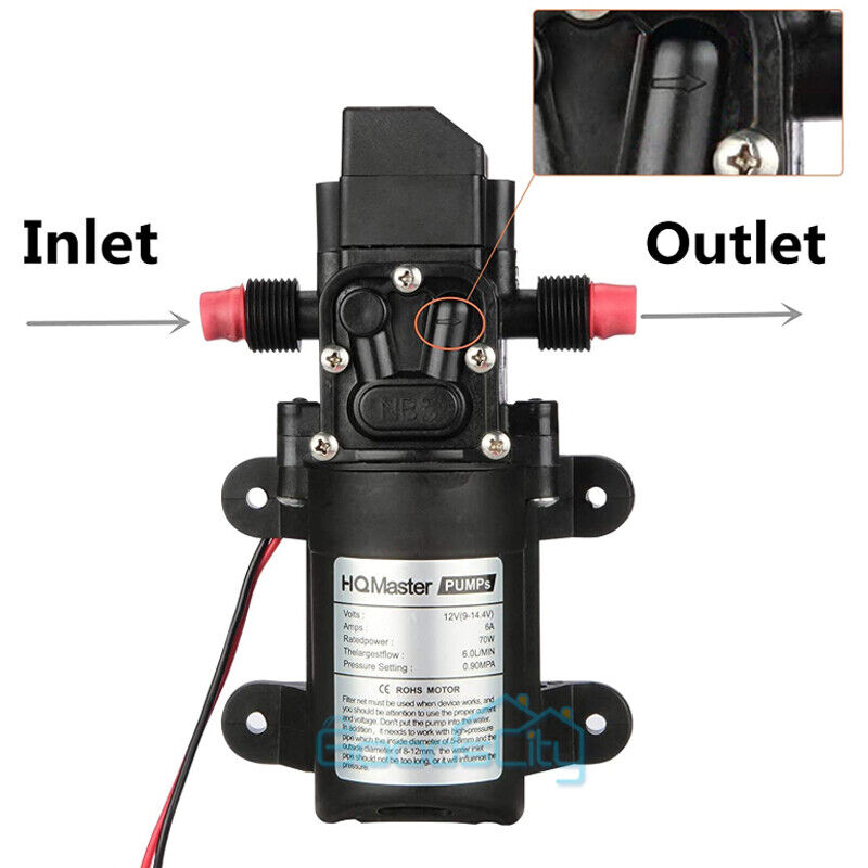 ny 12V 130PSI vannpumpe trykkmembran selvsugende pumpe for bobil båt campingvogn