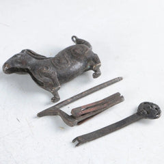 Chinese Old Style Brass Handmade Rabbit Lock with Key Rare Collectibles 07FC0E-D4 - KOEEK