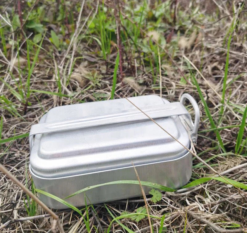 3-Piece Military Outdoor Camping Mess Kit Portable Aluminum Mess Tin Cookware 07FC0E-D4 - KOEEK