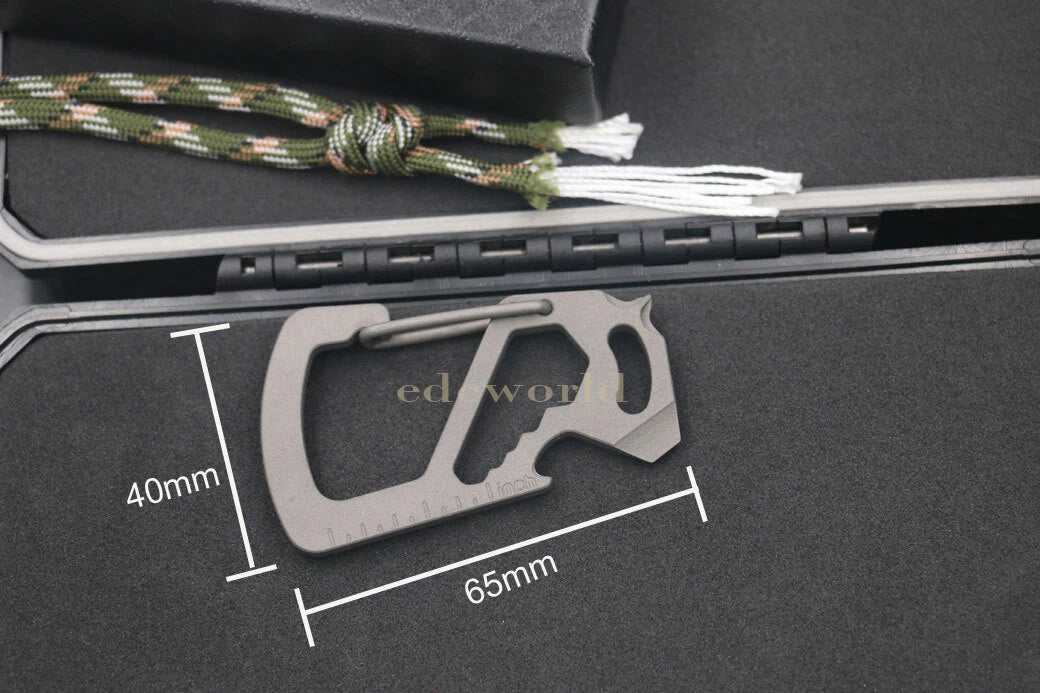 Titanium Alloy Keychain Carabiner Opener Wrench Outdoor Camping Multi EDC Tools 07FC0E-D4 - KOEEK