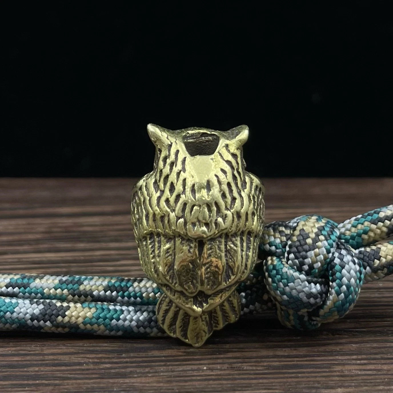 2pcs Brass Owl Skull Beads Lanyard EDC Bead Knife Paracord Bead Pendant DIY Bead 07FC0E-D4 - KOEEK