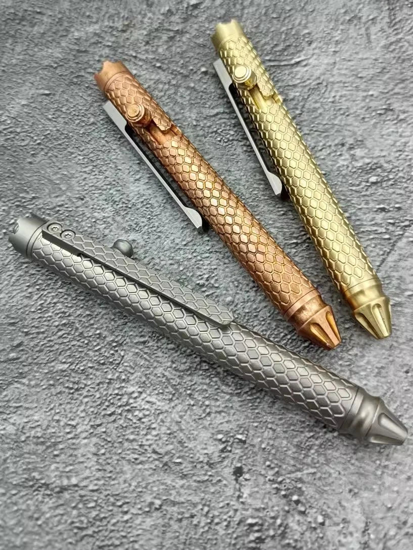 EDC Brass/Red Copper Titanium Clips Signature Pen Writing Portable outdoor Tools 07FC0E-D4 - KOEEK