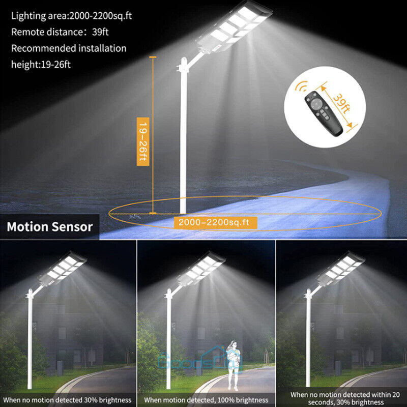 nye Solar Street Lights Commercial 6500K for Basketball Court Road Playground 2 PACK