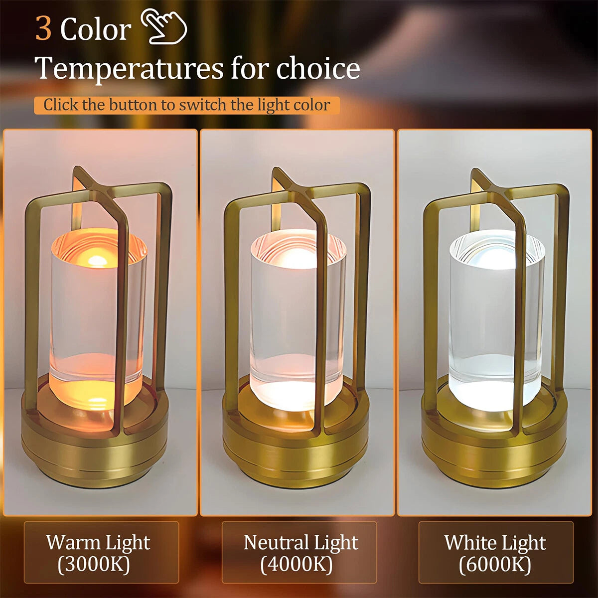 Rechargeable Led Touch Night Table Lamp Aluminium Design for Home Decoration 07FC0E-D4 - KOEEK