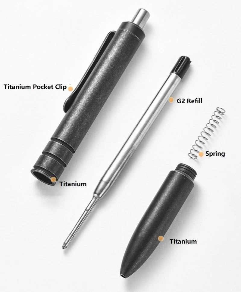 EDC Titanium Ballpoint Pen Signature Writing Pocket Pen Business Office Gift Hot 07FC0E-D4 - KOEEK