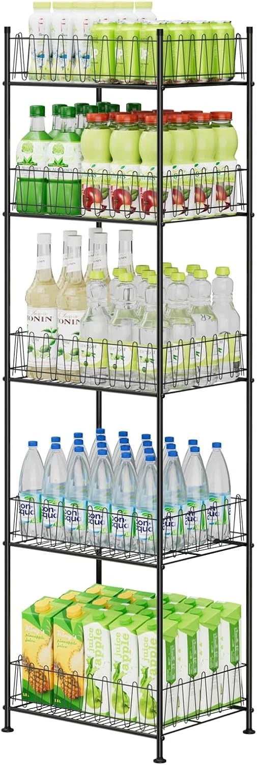5-tier water bottle storage rack Freestanding metal water bottle rack