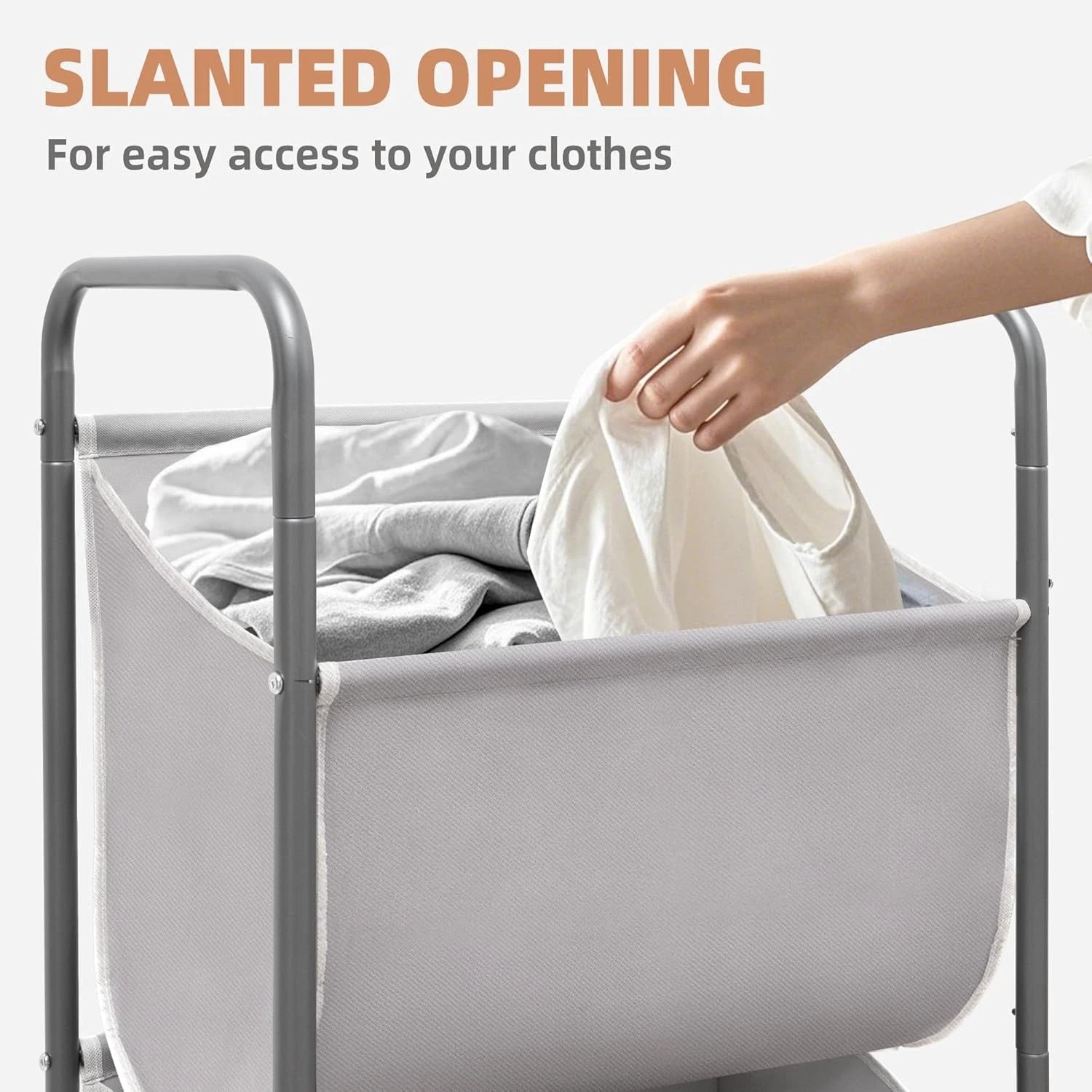 120-liter vertical rolling laundry basket with wheels and 2 brakes 07FC0E-D4 - KOEEK