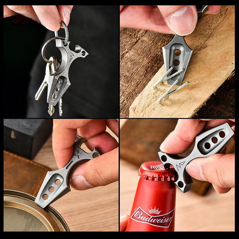 Titanium Alloy Pocket Pry Bar Crowbar Can Bottle Opener Keychain Multi Tools EDC 07FC0E-D4 - KOEEK