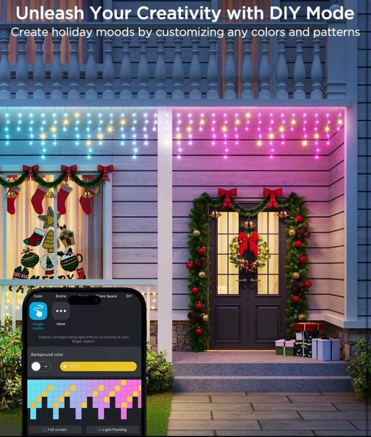 Govee 33ft Icicle Lights, Smart RGBIC Christmas Lights 400 LEDs Music Sync GOVEE - KOEEK