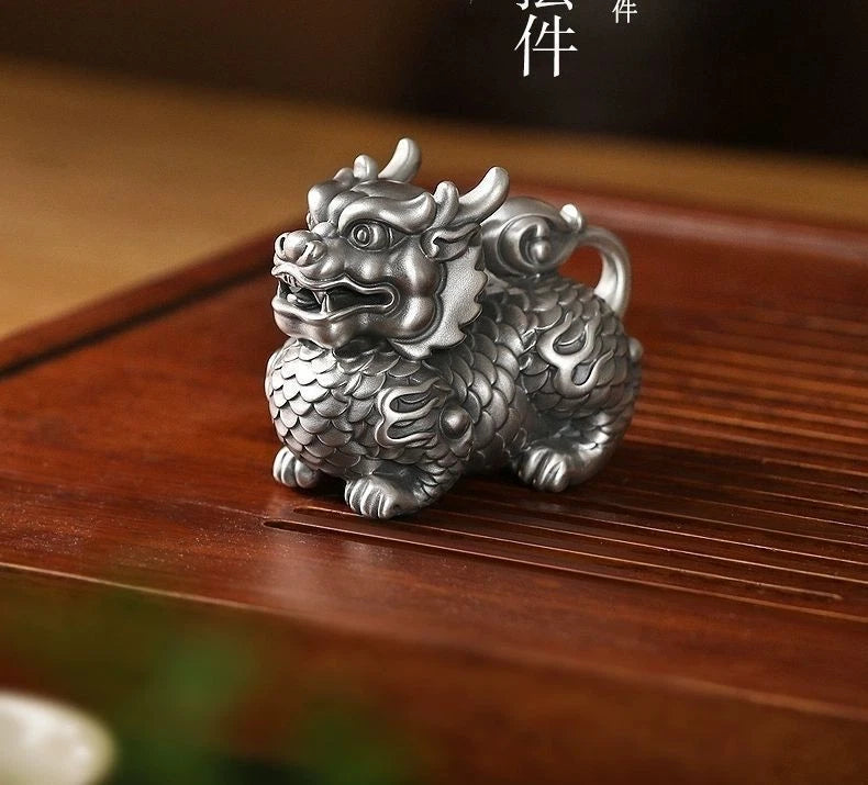 32mm Solid Qilin Tea Pet Handheld Carved Ornament Creative Gift 07FC0E-D4 - KOEEK