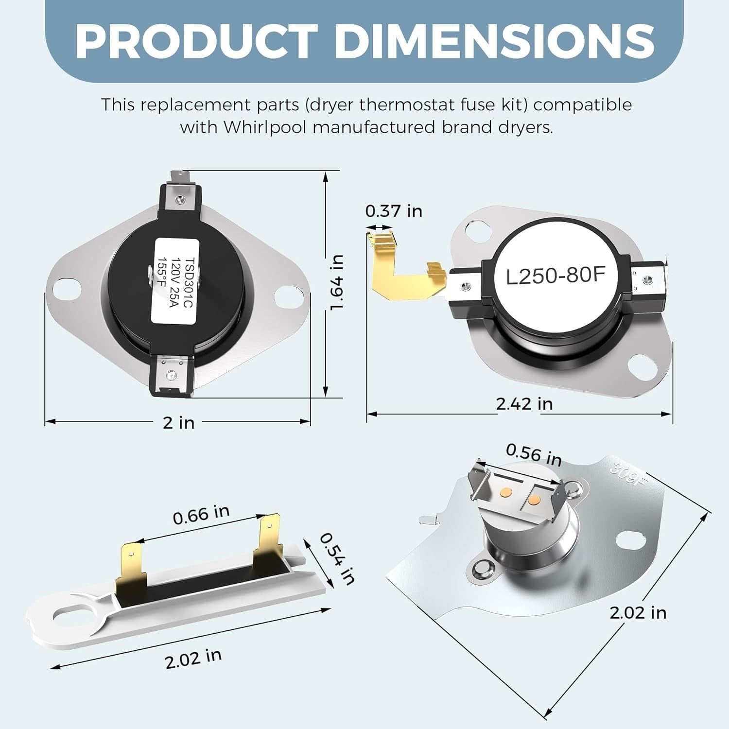 new Upgraded 3977393 Dryer Thermal Fuse 3387134 Cycling Thermostat 3392519...