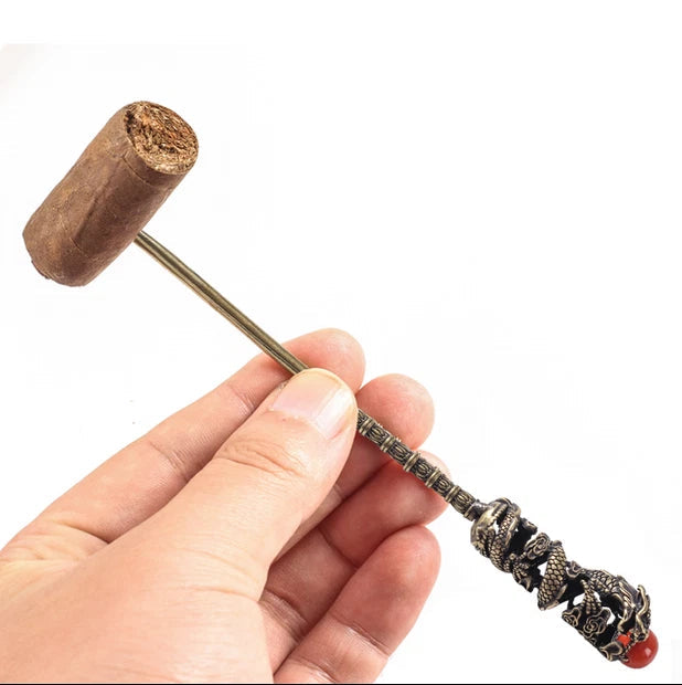 Copper Brass Dragon Cigar Needle Cigar Draw Enhancer Tool Women Hairpin Gift 07FC0E-D4 - KOEEK
