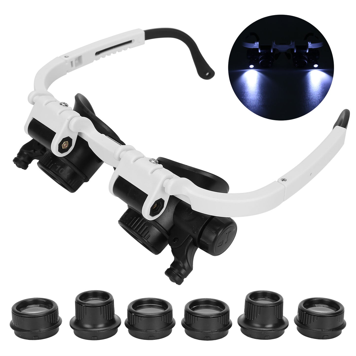 new Headband Magnifier Glasses Hands LED Light Head Loupe For Jeweler Repai koeek - KOEEK