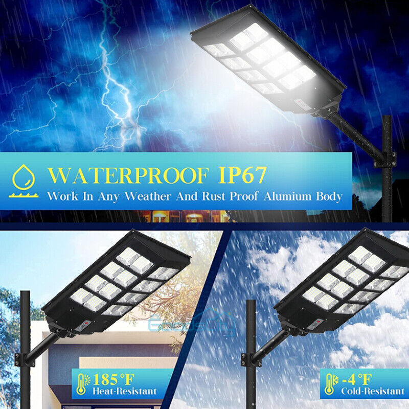 nye Solar Street Lights Commercial 6500K for Basketball Court Road Playground 2 PACK