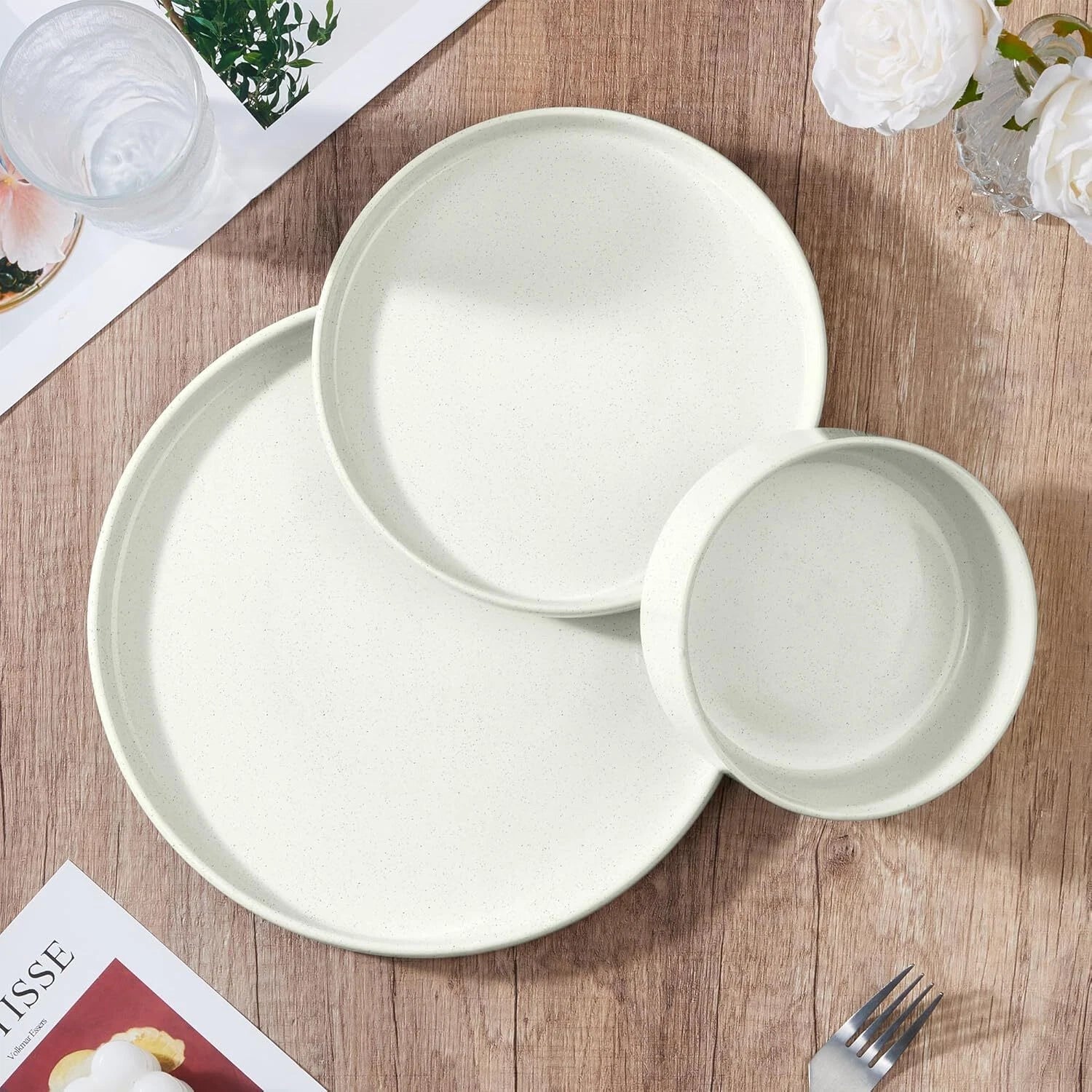 Stoare Dinnerware Sets, 12-Piece Plates and Bowls Dish Set for 4, Kitchen 07FC0E-D4 - KOEEK