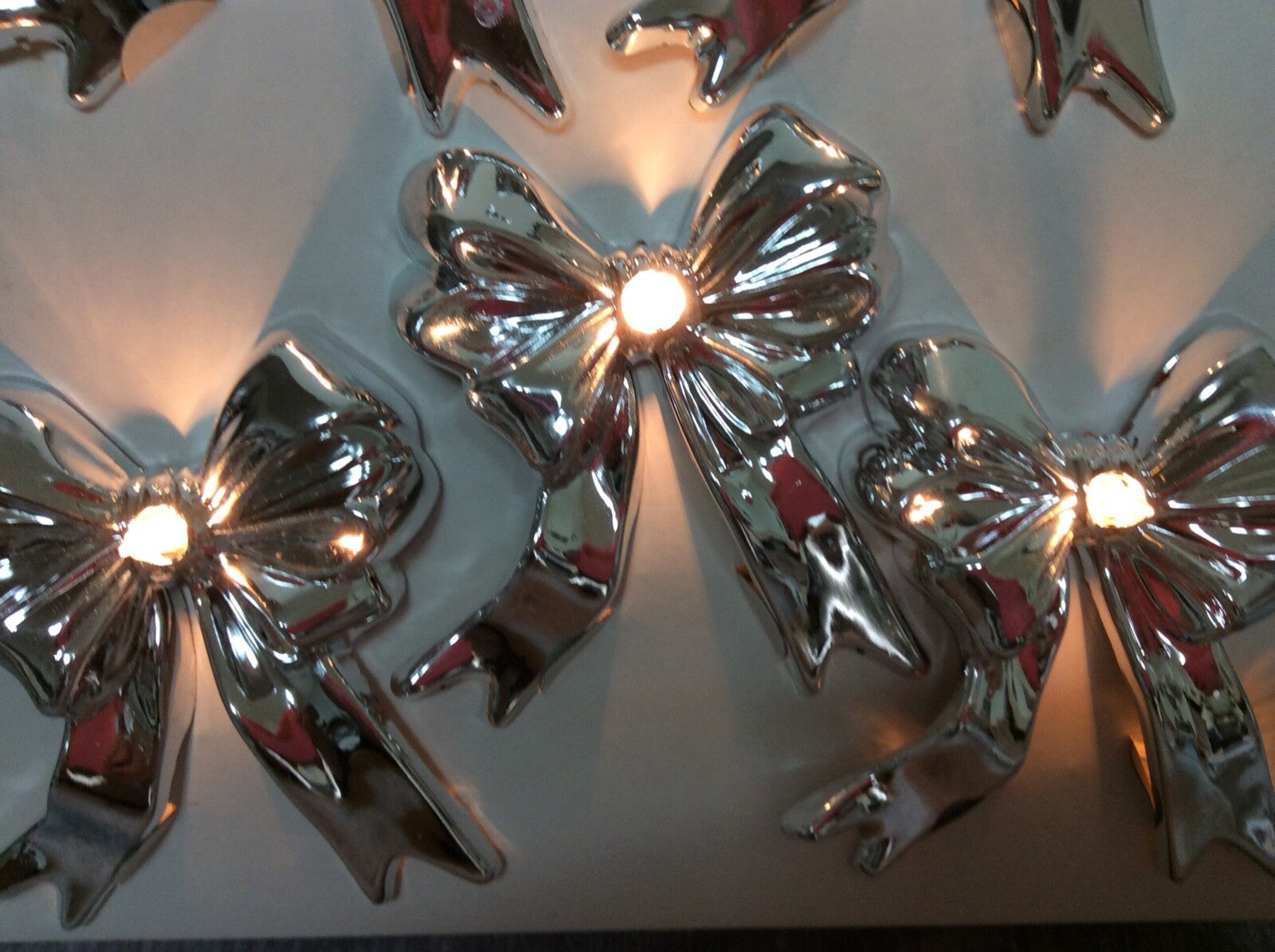 Vintage Noma Holiday Accents 10 Mini Silver Bow Light Set NIB NOMA - KOEEK