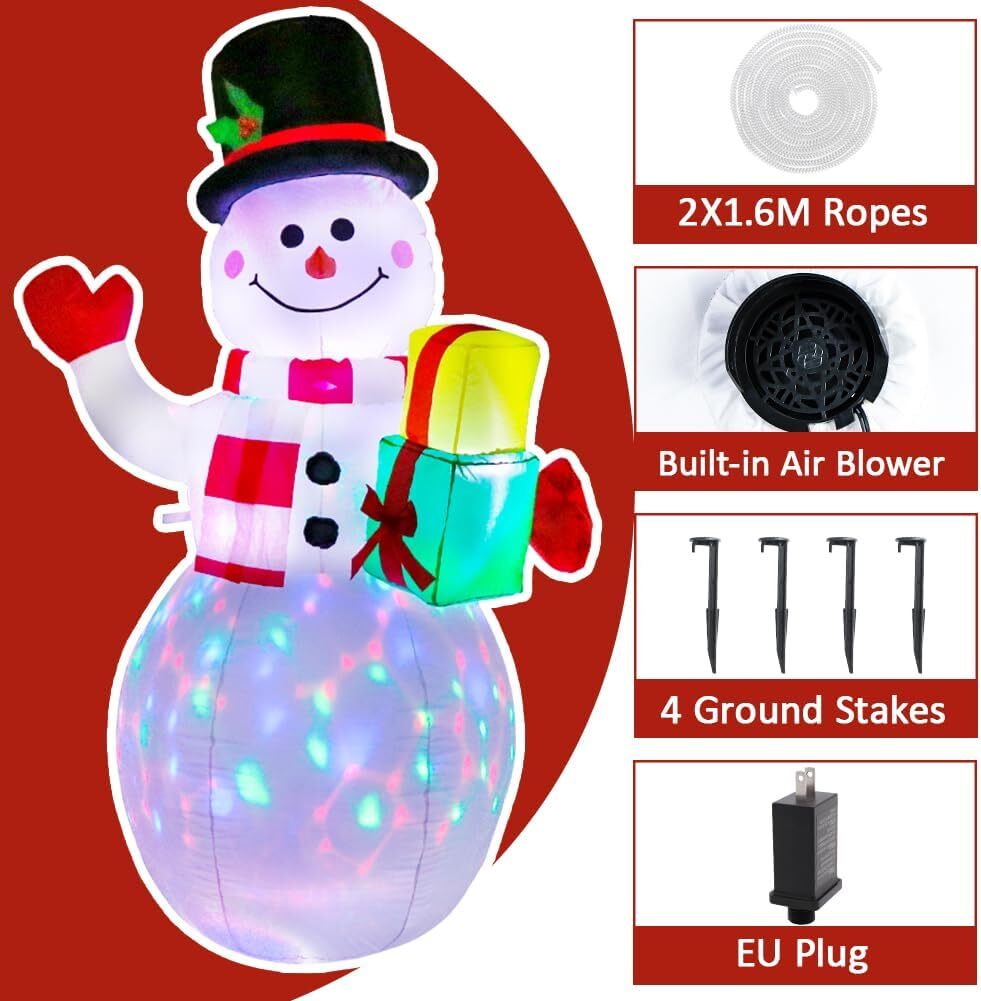 5ft Inflatable Snowman Christmas  with Built-in Rotating LED Lights Decorations 07FC0E-D4 - KOEEK