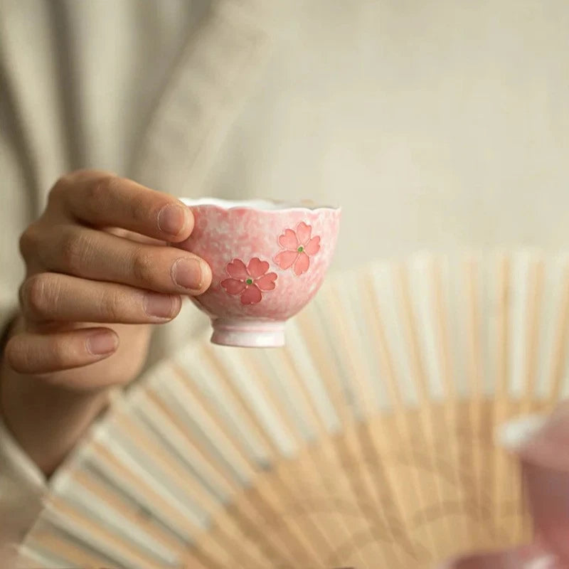 50ml Exquisite Hand-painted Cherry Blossom Teacup Ceramic Tea Set Master Cup 07FC0E-D4 - KOEEK