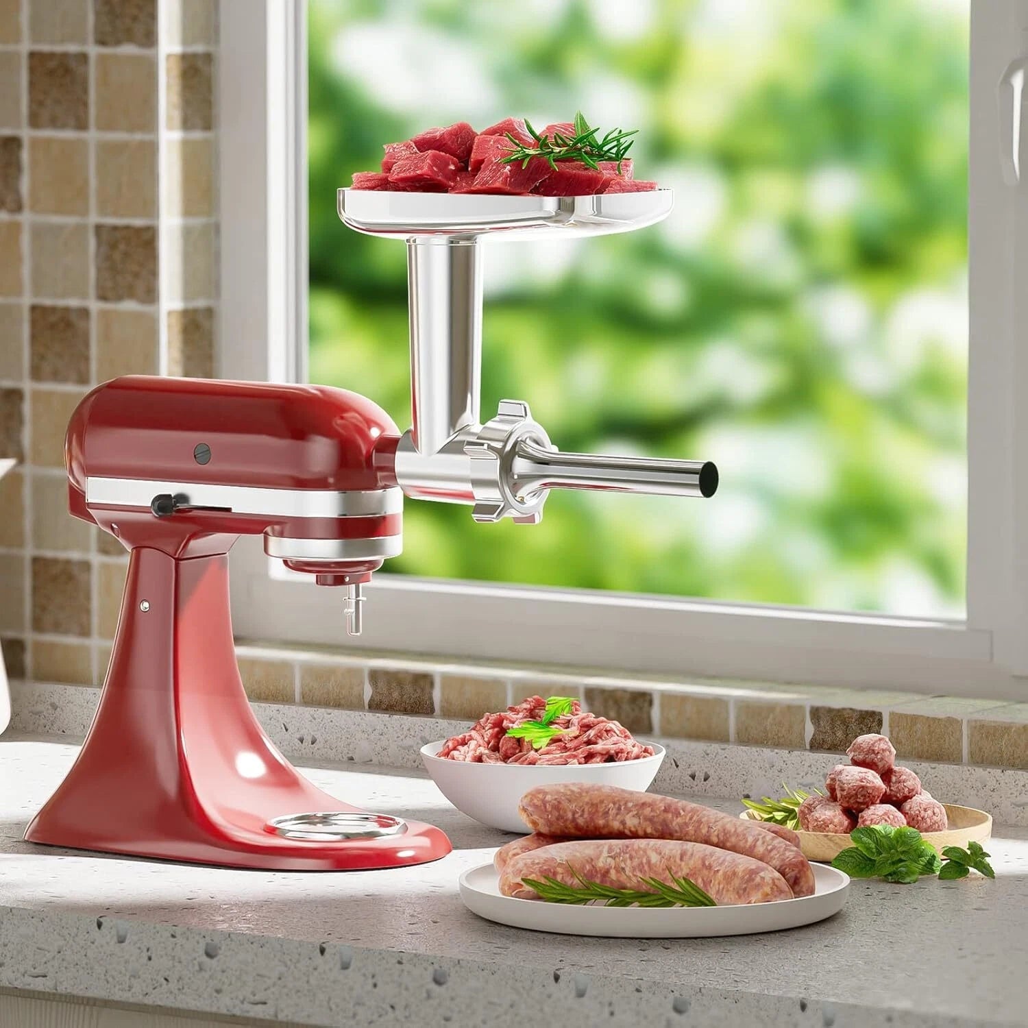 Meat Grinder, Sausage Stopper, 3 Sausage Stopper Attachments, Kitchen Grinder 07FC0E-D4 - KOEEK