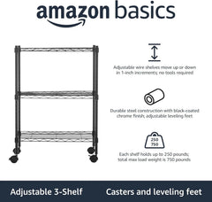 3 Tier Adjustable Heavy Duty Storage Rack, Metal Storage Wire Racks 07FC0E-D4 - KOEEK