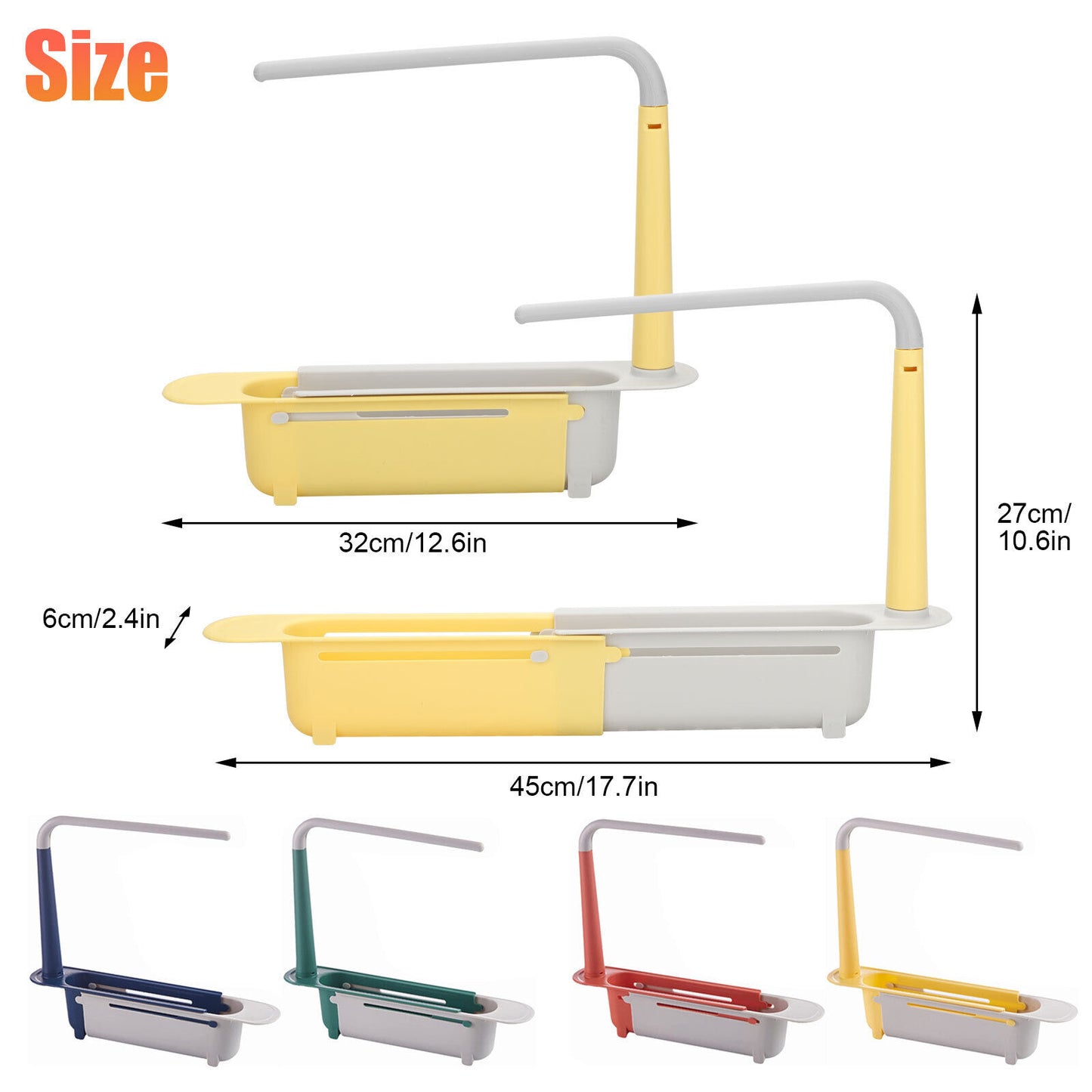 Sink Rack Telescopic Holder Expandable Storage Drain Kitchen Shelf Sponge Basket