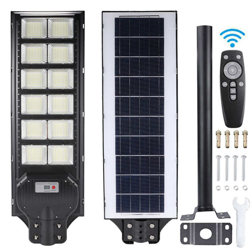 ny 2000W kommerciel Solar Street Flood Light Udendørs Dusk to Dawn vejlampe + stang