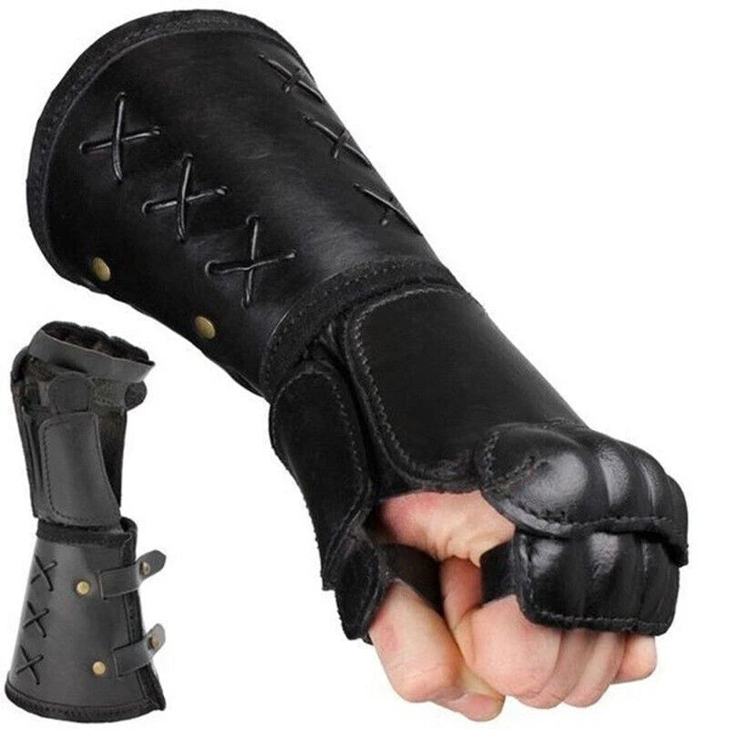 Medieva Steampunk Fingerless Retro Gloves Gothic Armguard Boxing Gloves Cosplay 07FC0E-D4 - KOEEK