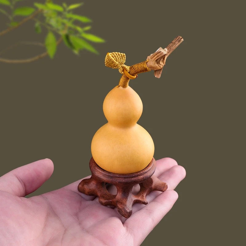 7cm Exquisitely Natural Gourd Ornaments Golden Leaf Ornament Handicraft 07FC0E-D4 - KOEEK