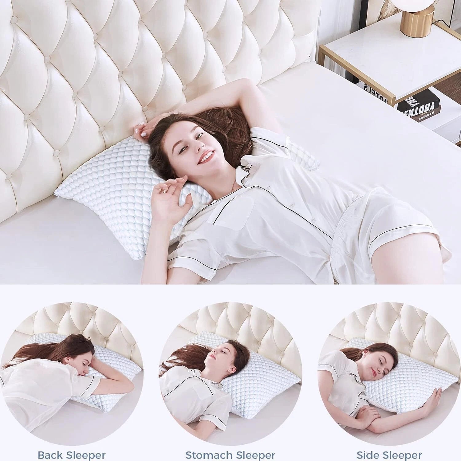 Compressed Memory Foam Pillow King 2-Pack, Sleep Cooling Pillow 2-Pack 07FC0E-D4 - KOEEK