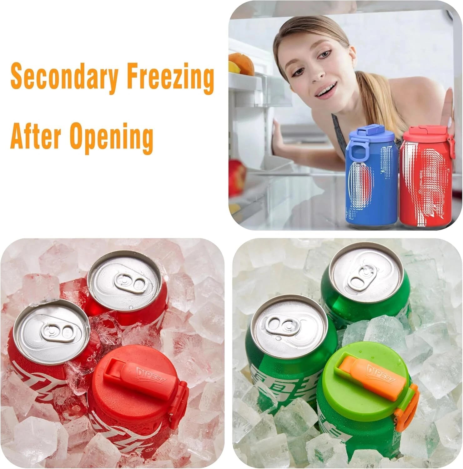 6 pack 6 color Soda Can Lids Straws, Reusable Silicone Straws Soda Can Covers 07FC0E-D4 - KOEEK