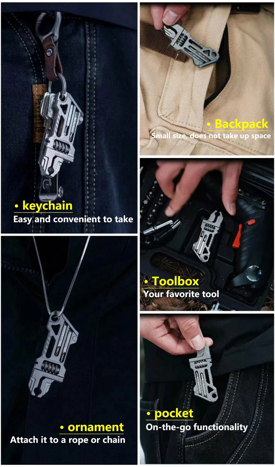 Hot EDC Titanium Alloy Mini Adjustable Spanner Wrench Portable Repair Tools 07FC0E-D4 - KOEEK