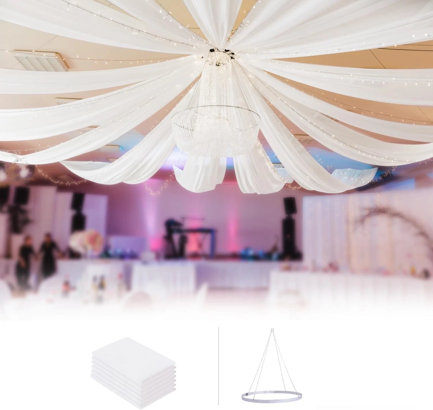 Ceiling Drapes Hanging Kit for Weddings Tent Bedroom Draping Parties Decoration 07FC0E-D4 - KOEEK