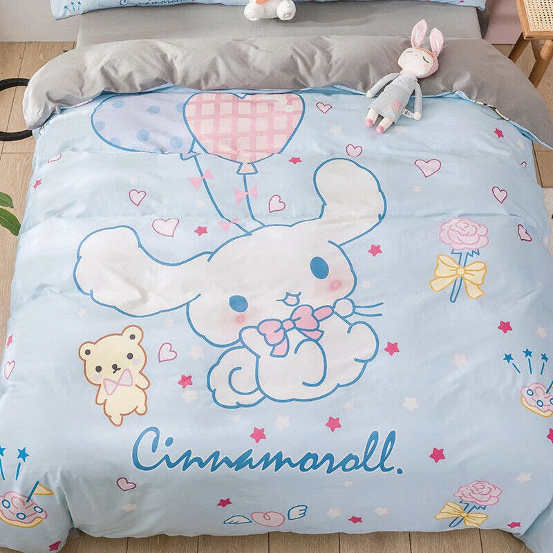 Cinnamoroll Cotton Bedding Set Sheet Quilt Cover Duvet Covers Sheet Pillow Case 07FC0E-D4 - KOEEK