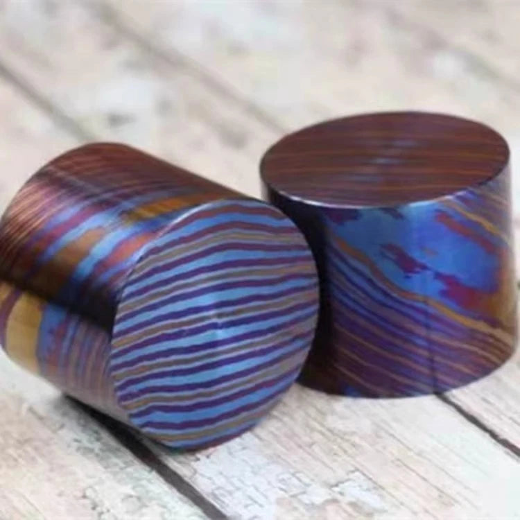 Titanium-Damuscus Timascus Worry Coin OD25mm * T100mm - Mokuti 07FC0E-D4 - KOEEK